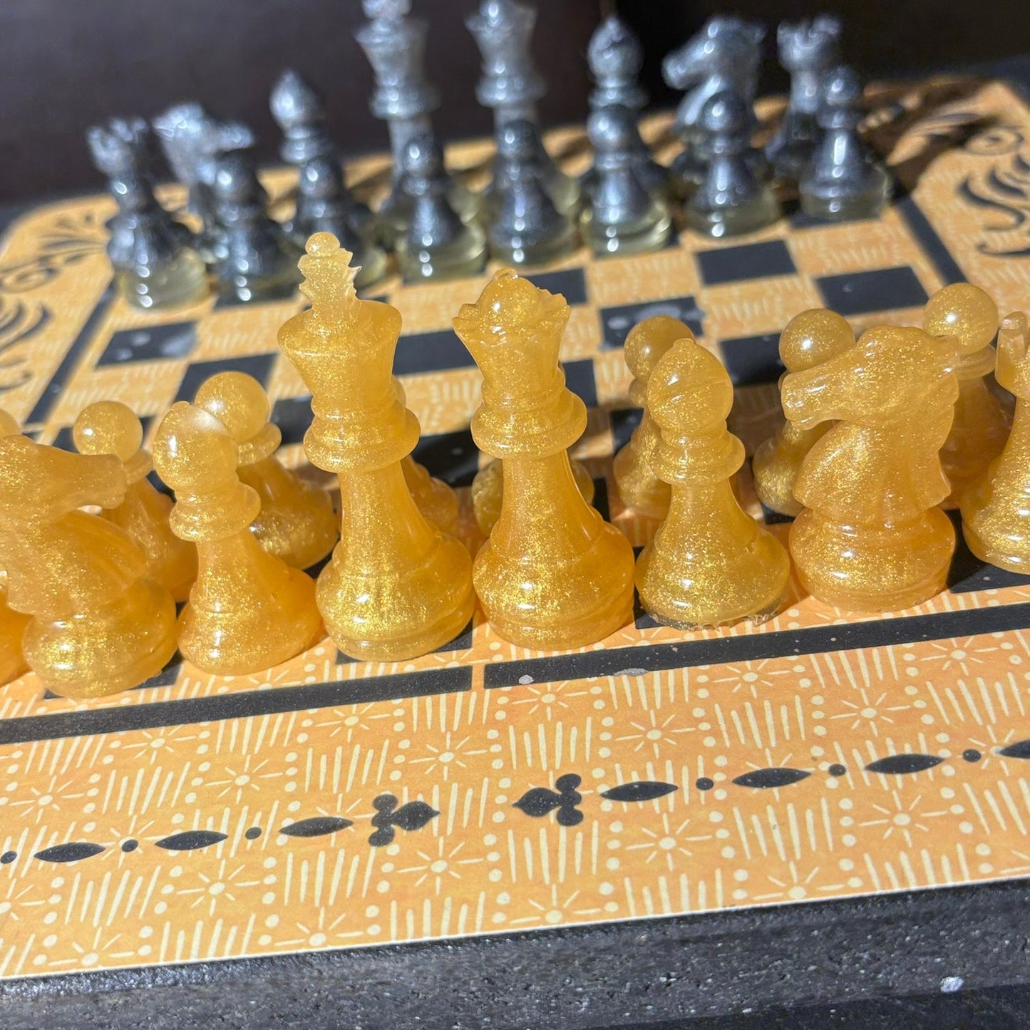 Sunset Yellow Pattern - Scrapbook Chess Set