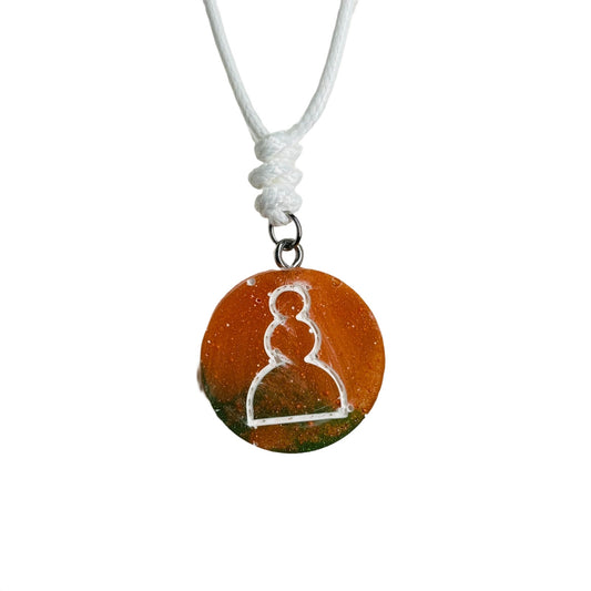 Orange Pawn - Handmade Resin Chess Necklace