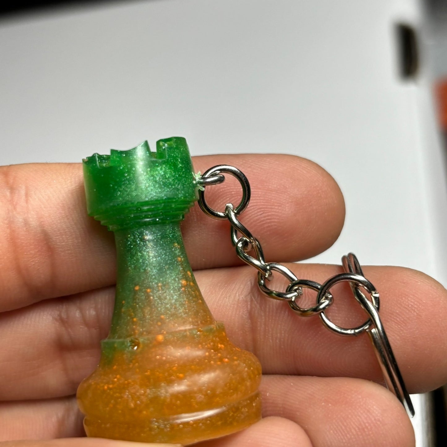 Green Orange Rook - Handmade Resin Keychain