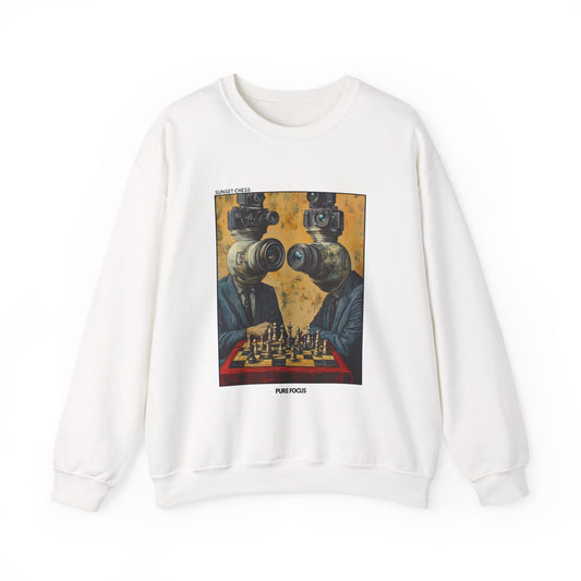 Pure Focus - White Chess Crewneck Sweater