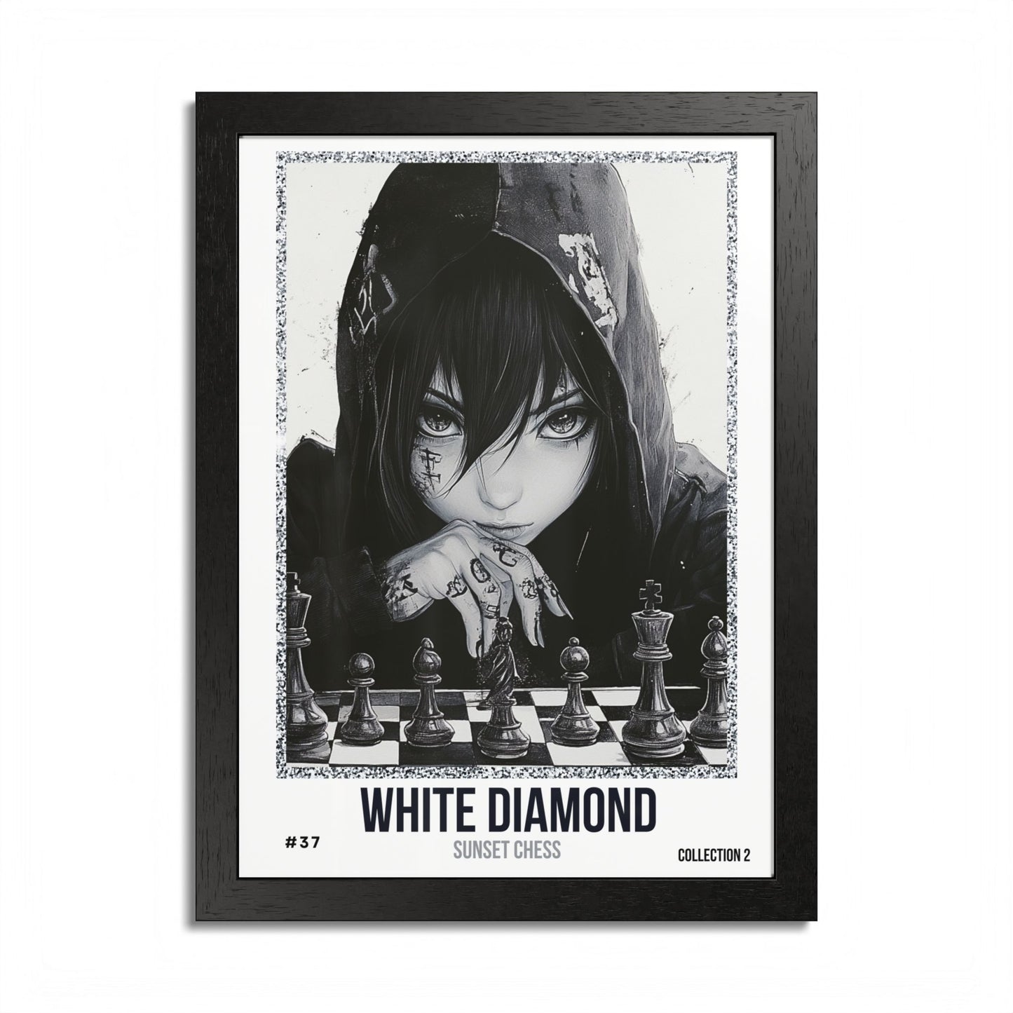 White Diamond - Collection 2 Card #37 - Sunset Card Poster Framed 12"x16"