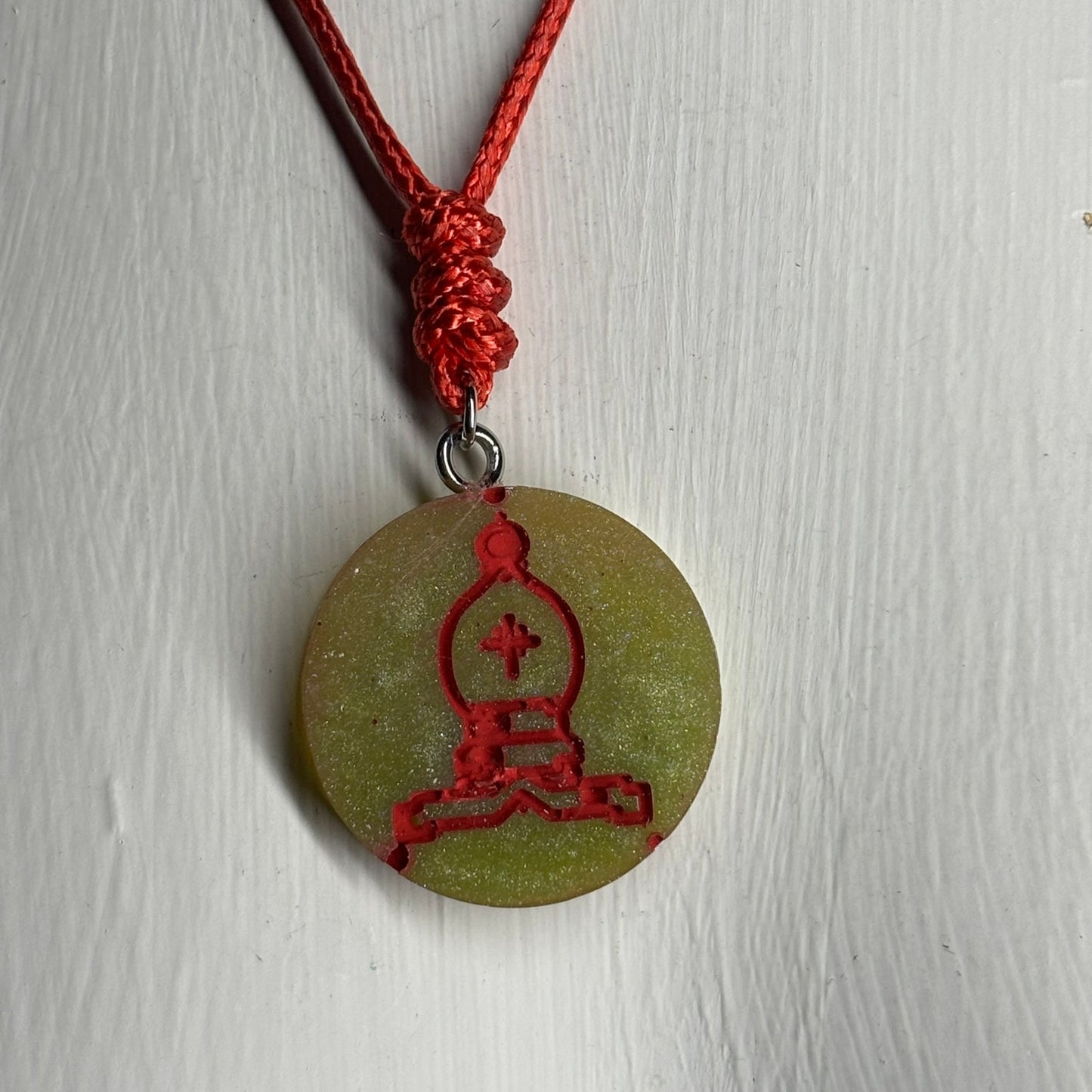 Grinch Colored Bishop - Handmade Resin Chess Necklace