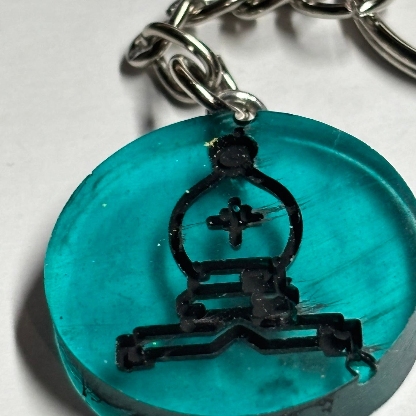 Blue Pool Bishop - Handmade Resin Keychain - Flat Edition
