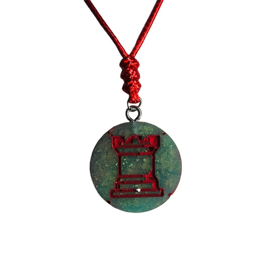 Christmas Colored Rook - Handmade Resin Chess Necklace