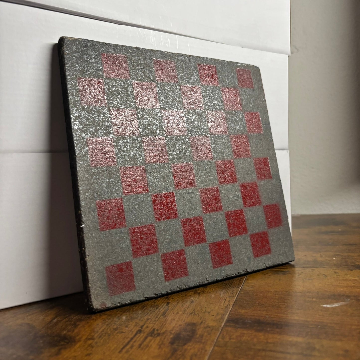 Gray & Red - Painted Double Sided Chess Board
