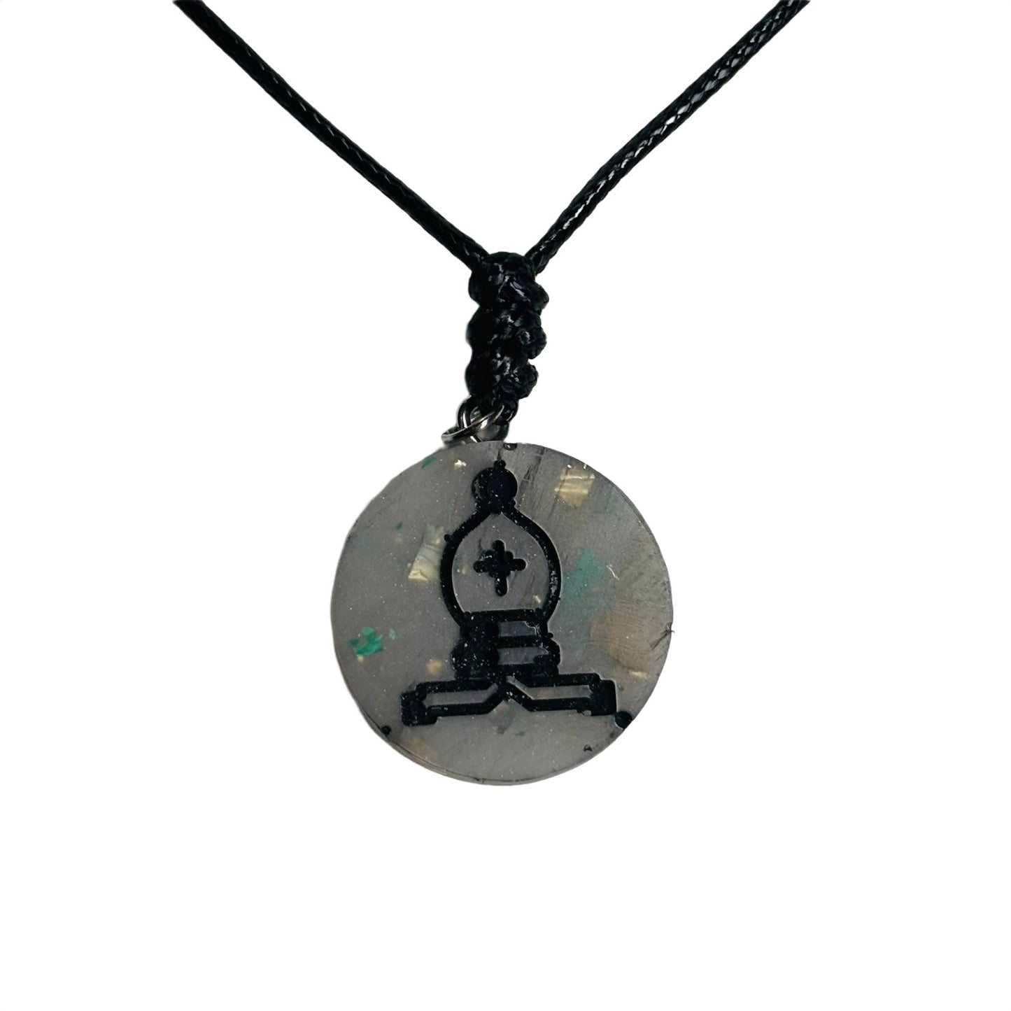 Silver Bishop - Handmade Resin Chess Necklace