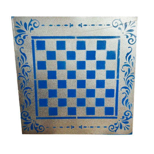 Chrome Blue - Painted Chess Board