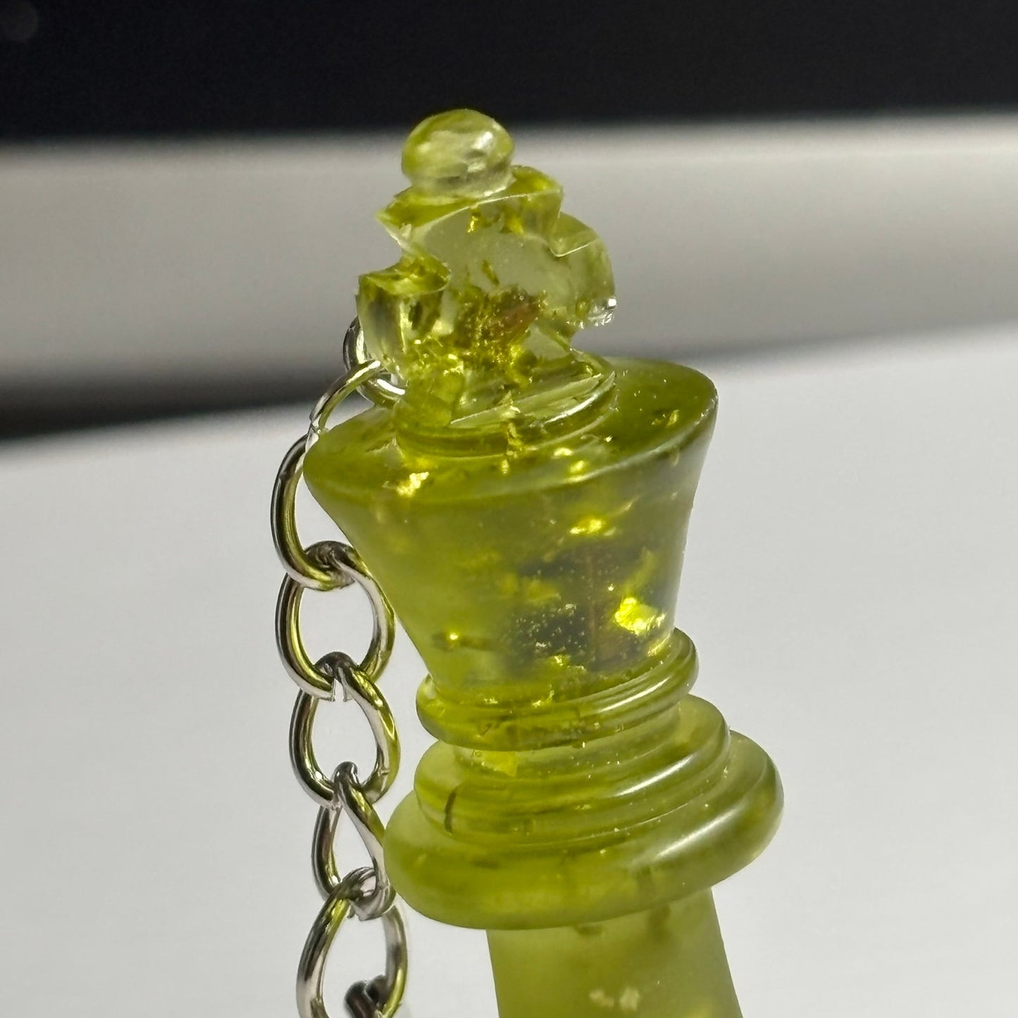 Lime Green King - Handmade Resin Keychain