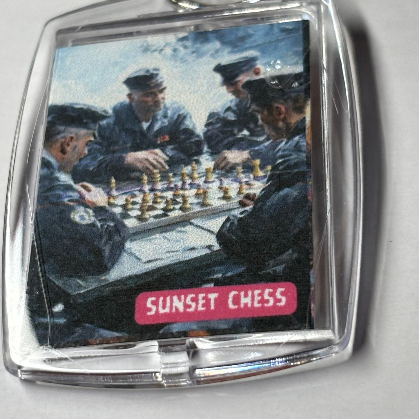 Chess At Sea - Sunset Chess Photo Keychain