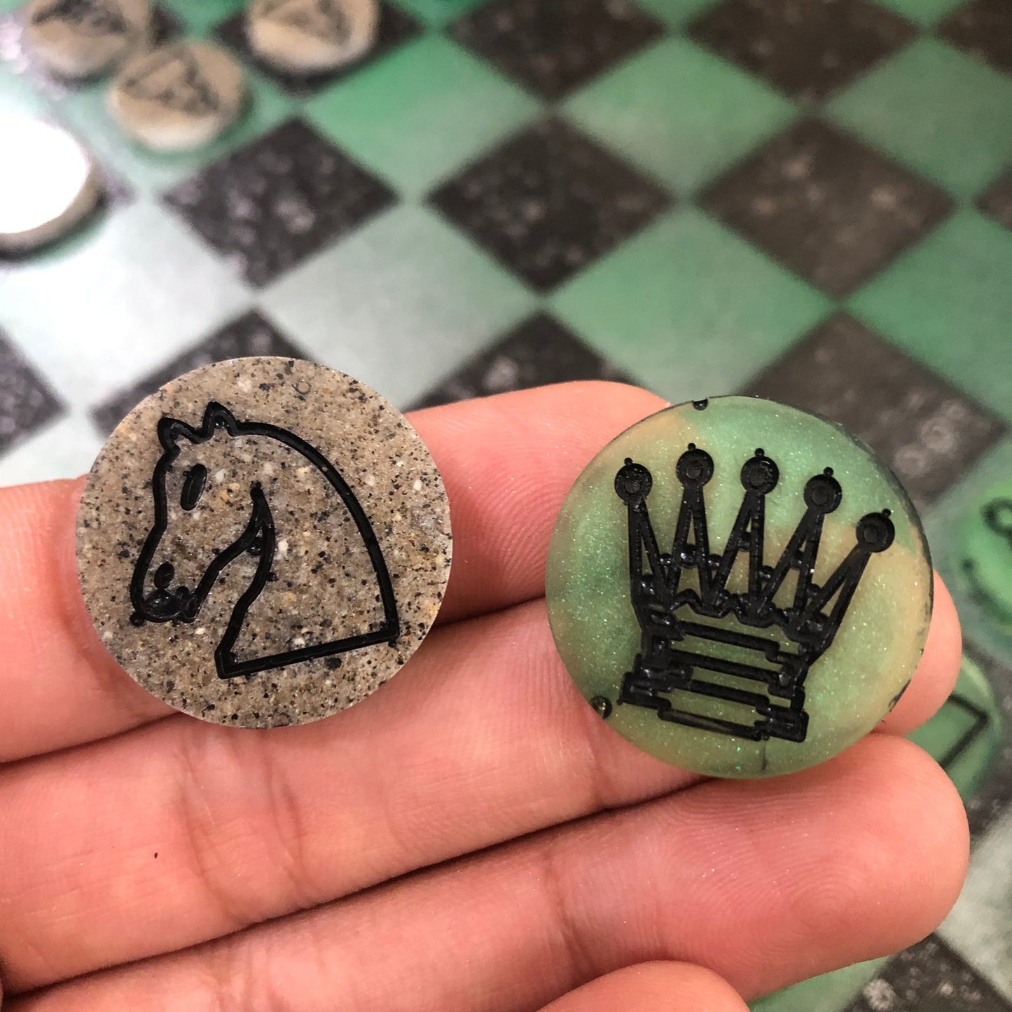 Snow Green - Painted Chess Set