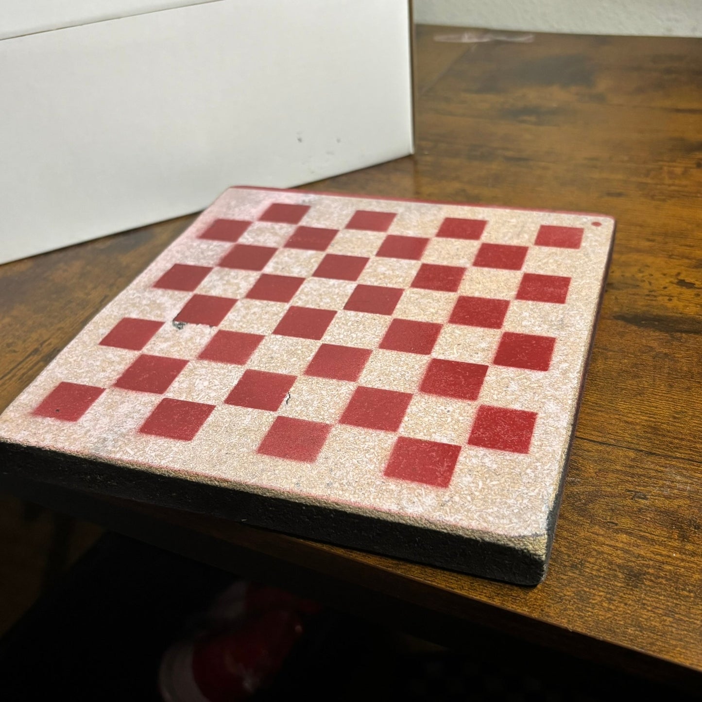 White & Red - Painted Double Sided Chess Board