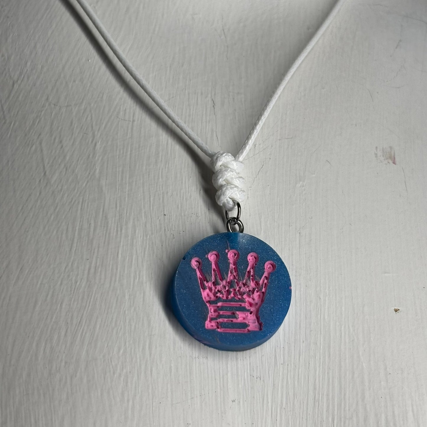 Cotton Candy Pink Queen - Handmade Resin Chess Necklace