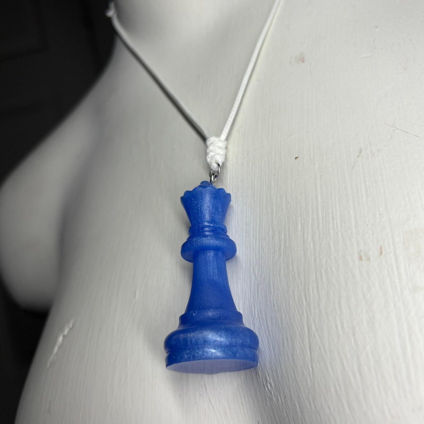 Blue Queen - Handmade Resin Chess Necklace