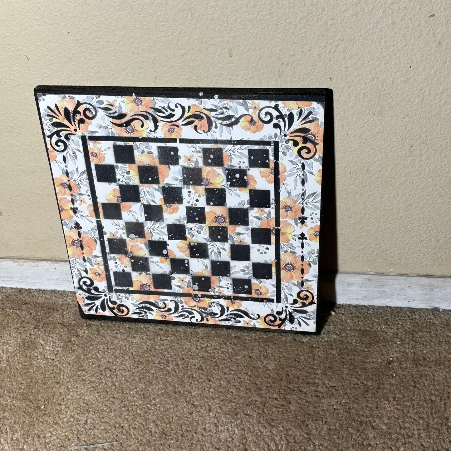 Yellow Flowered Simplicity - Scrapbook Chess Board