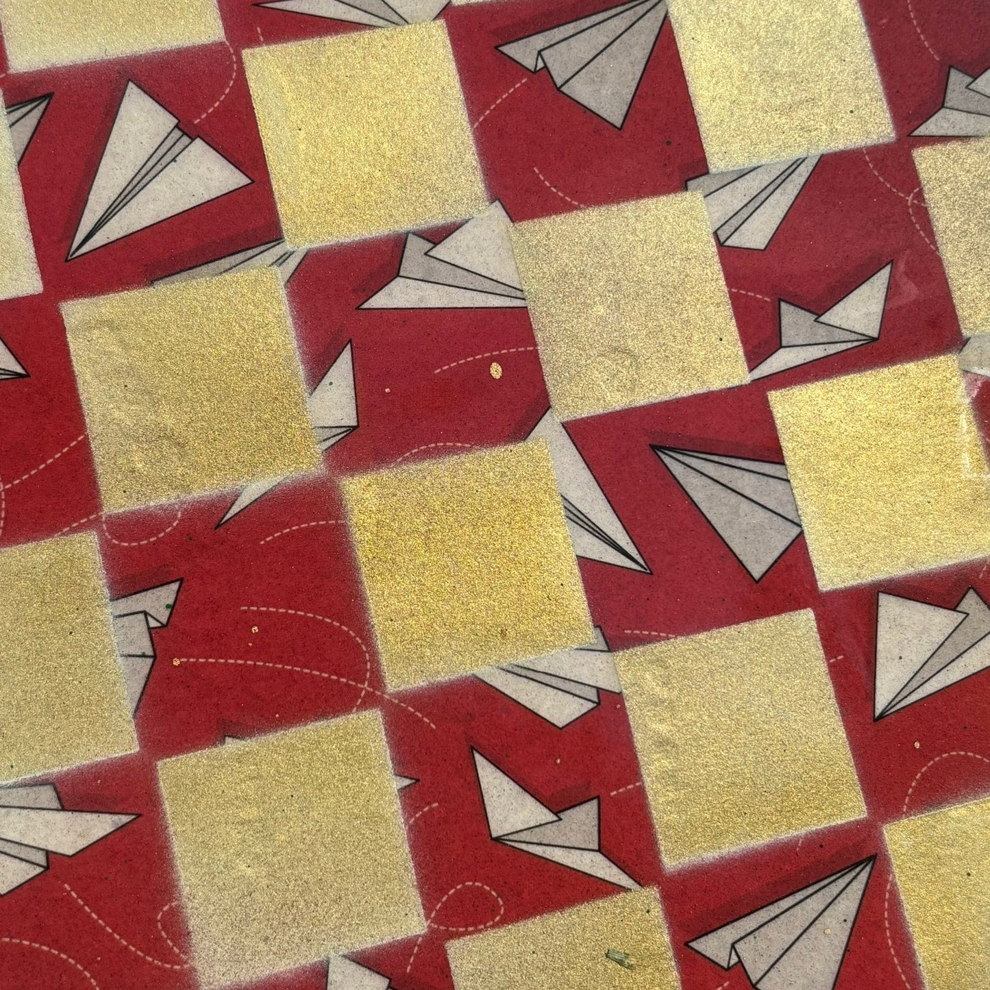Golden Paper Plane - Resin Coated Chess Board