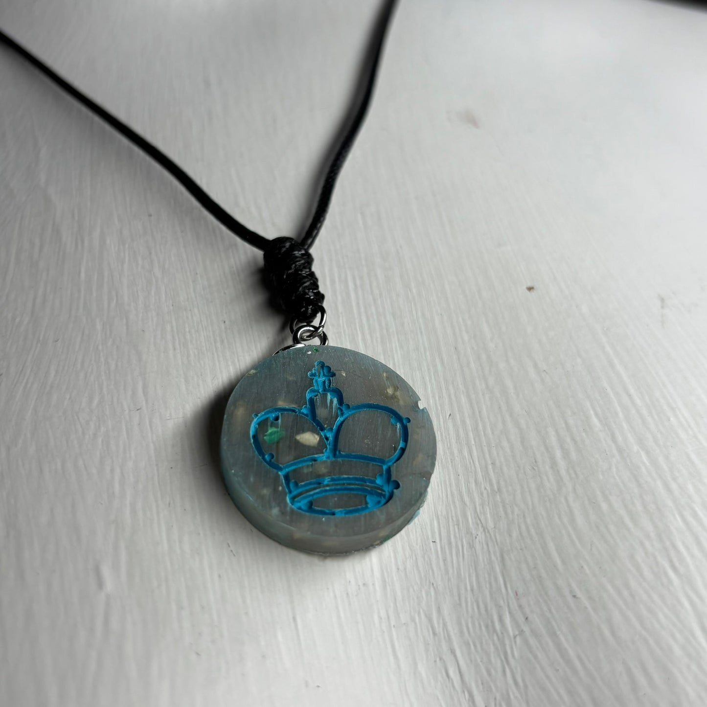 Crystal Ice King - Handmade Resin Chess Necklace