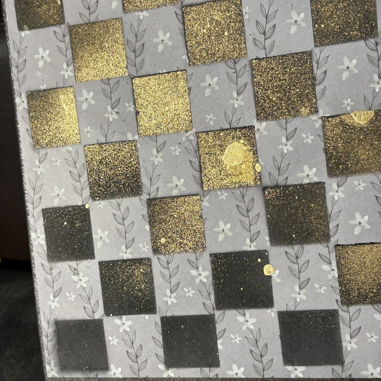 Golden Gray & Black - Scrapbook Chess Board