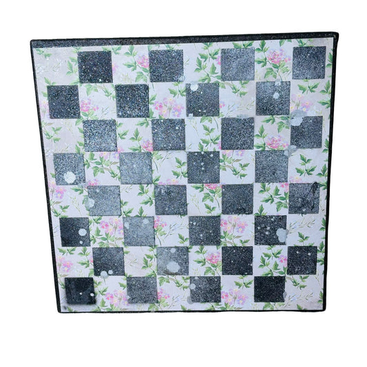 Chrome Mist Flowers - Scrapbook Chess Board