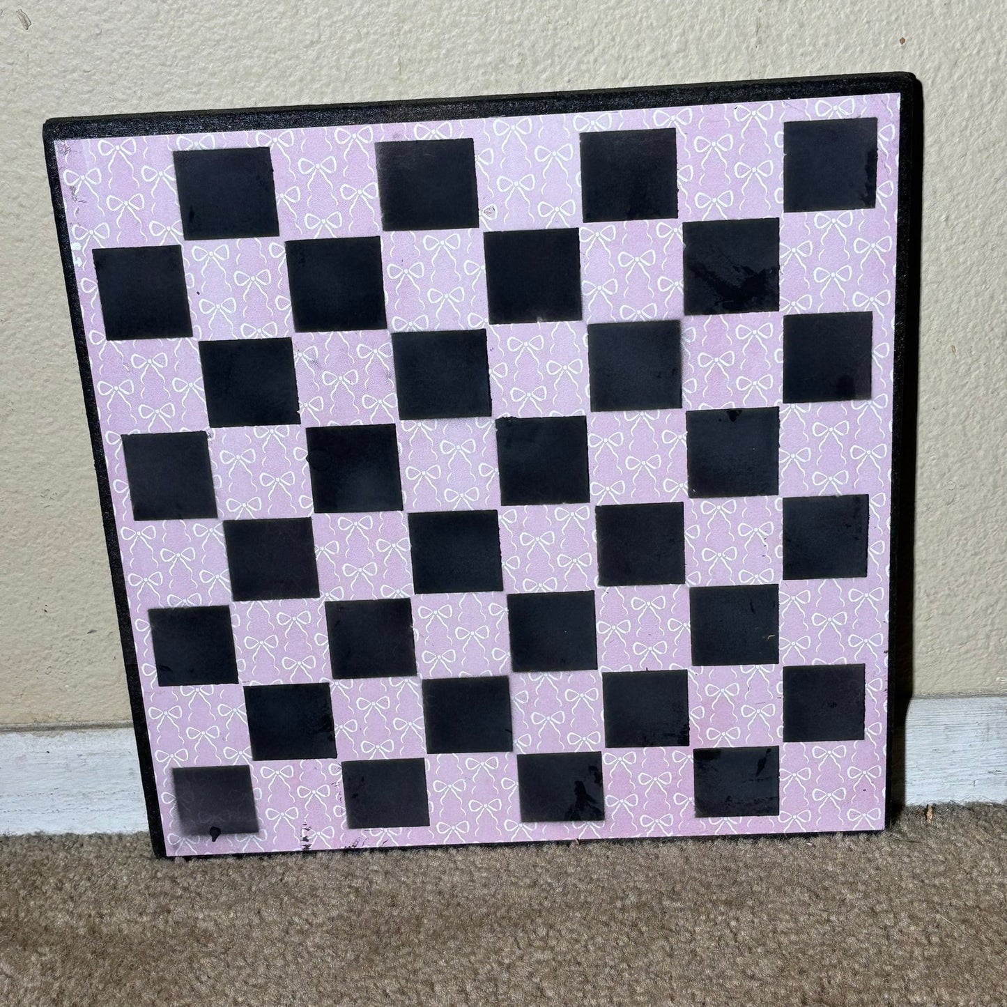 Pink Bows - Scrapbook Chess Board