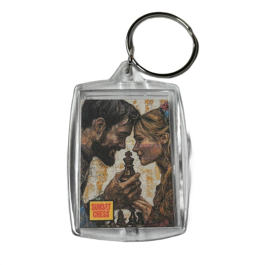 Falling In Love - Sunset Chess Photo Keychain