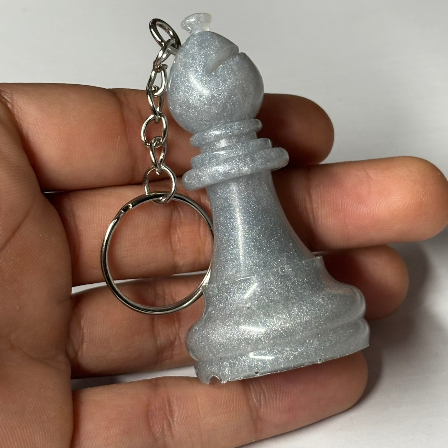 Gray Ice Bishop - Handmade Resin Keychain - Large Edition