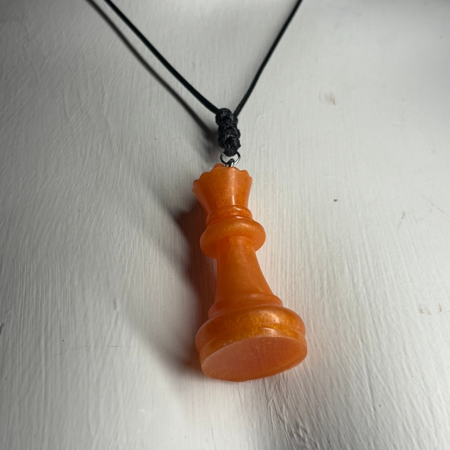 Orange Queen - Handmade Resin Chess Necklace