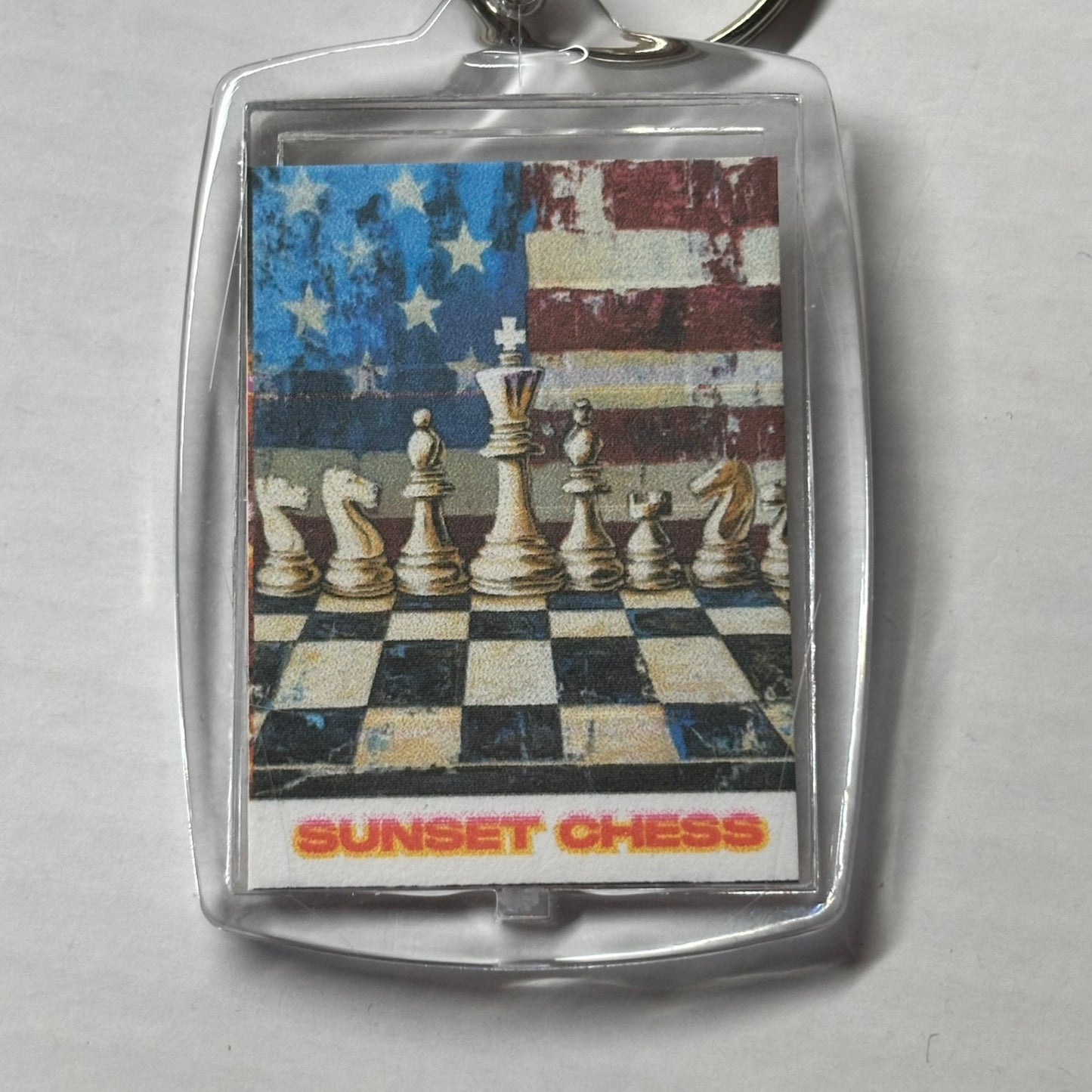 American Flag - Chess  Photo Keychain