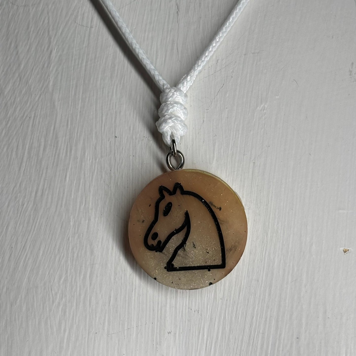 Cream Orange Knight - Handmade Resin Chess Necklace