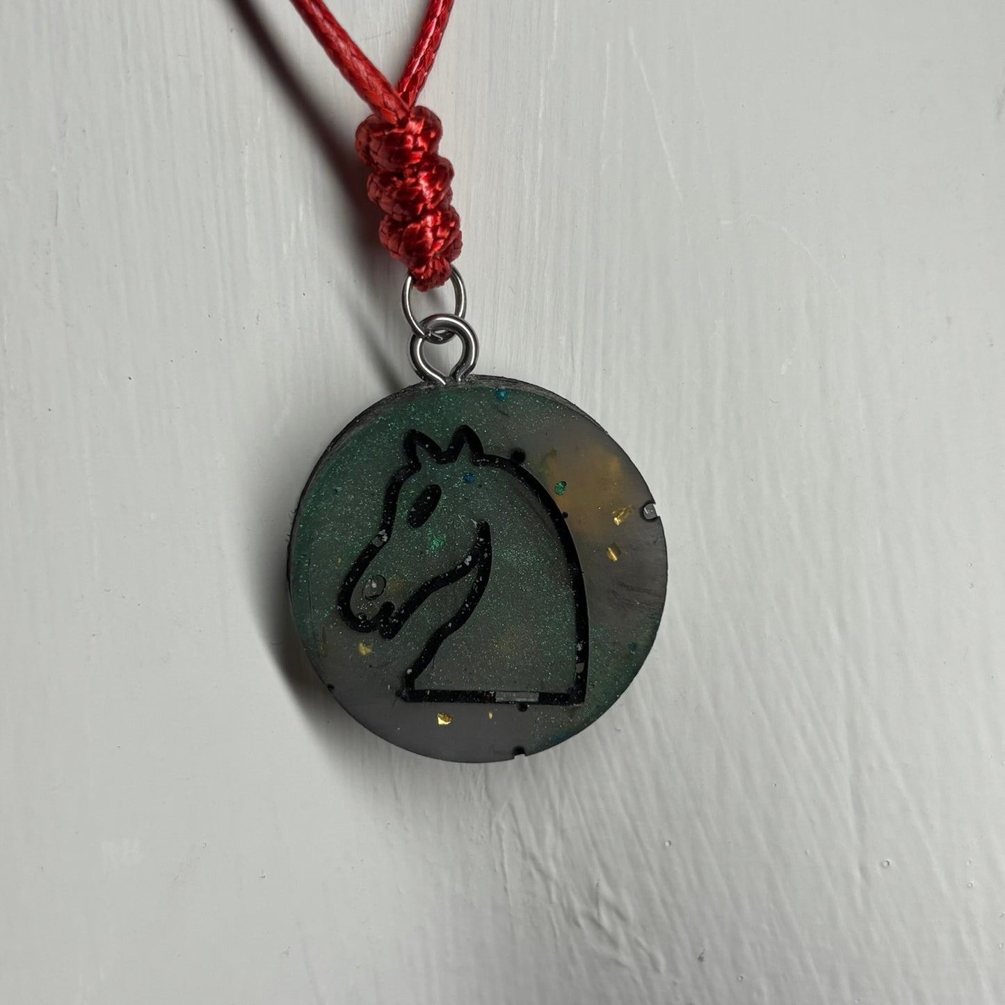 Dark Royal Knight - Handmade Resin Chess Necklace