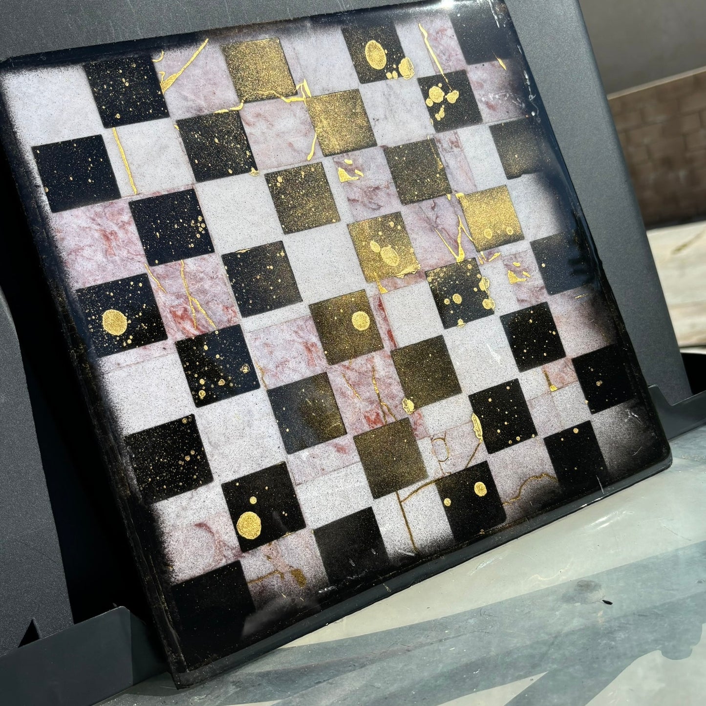 Pink Marble - Resin Coated Chess Board