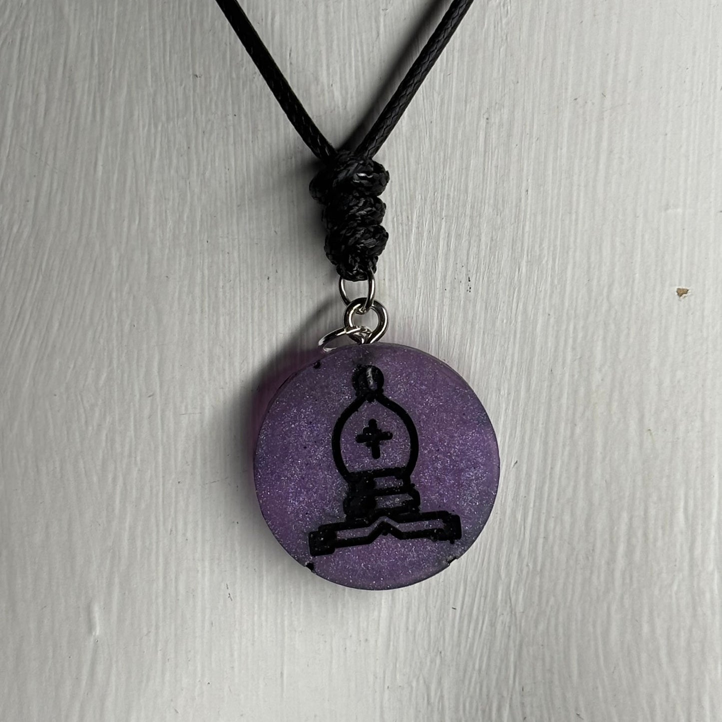 Purple Bishop - Handmade Resin Chess Necklace
