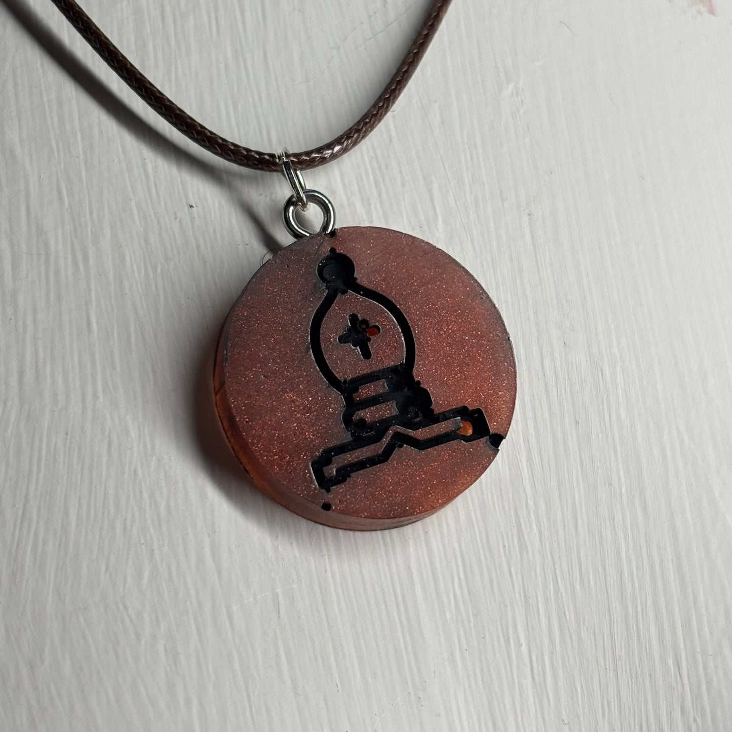 Dark Red Bishop - Handmade Resin Chess Necklace