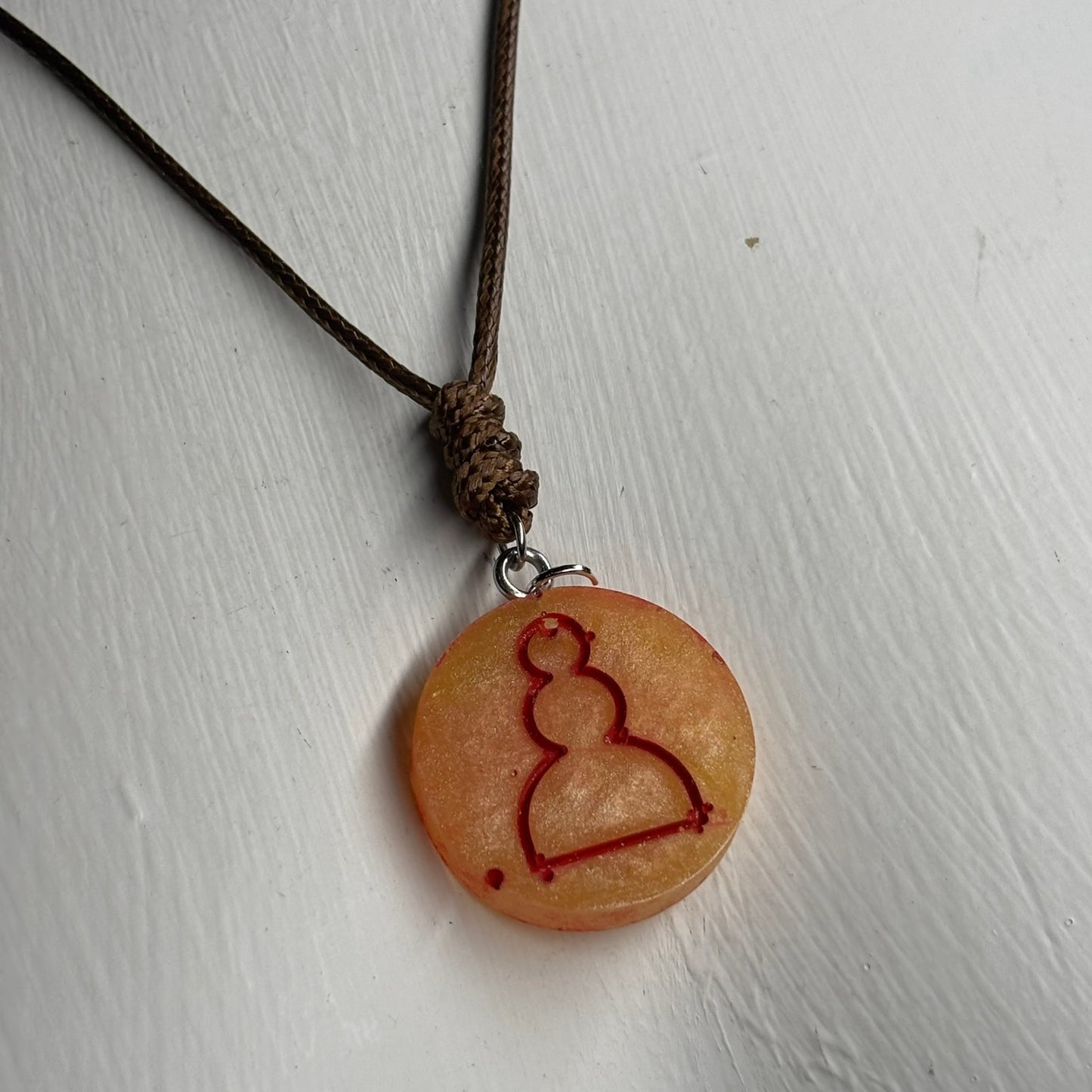 Vintage Yellow Pawn - Handmade Resin Chess Necklace