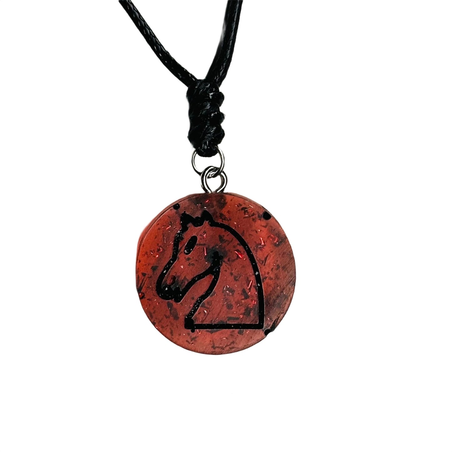 Classic Red Knight - Handmade Resin Chess Necklace