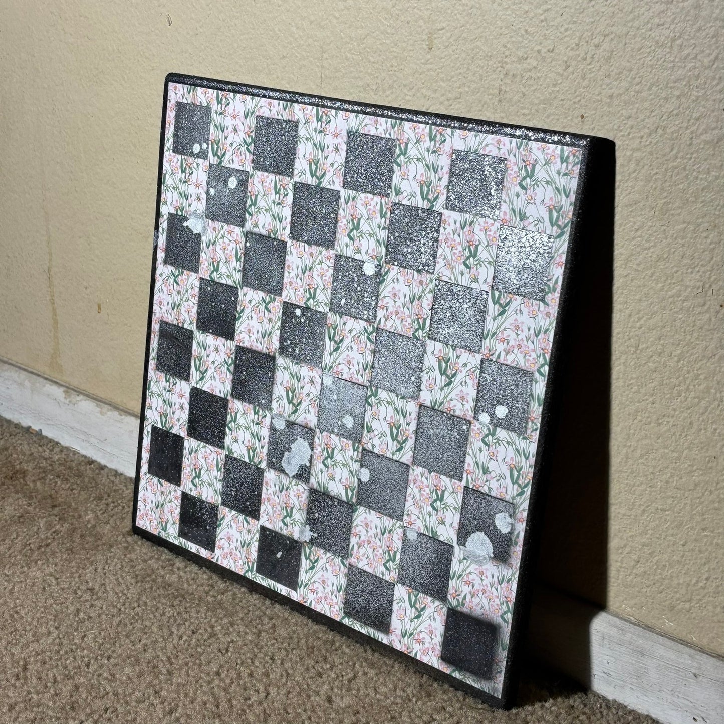 Chrome Mist Flowers - Scrapbook Chess Board