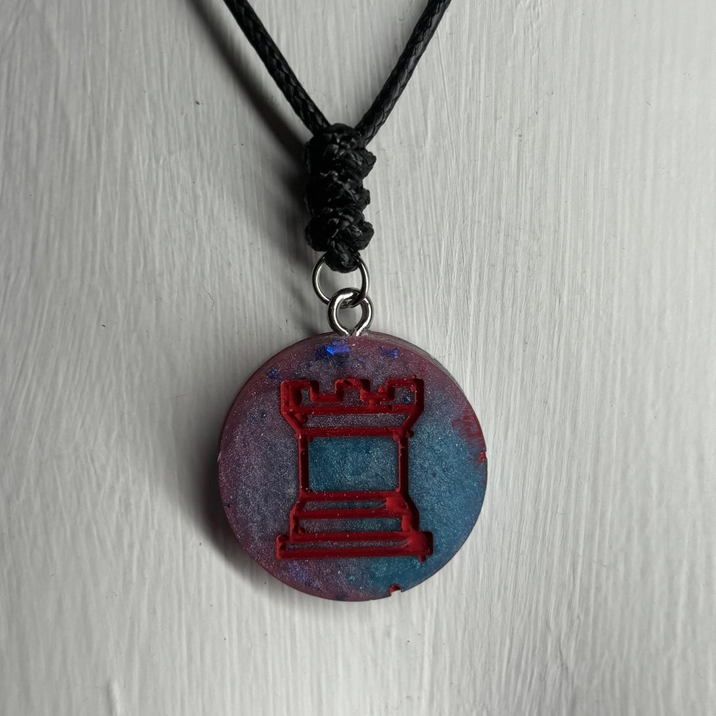 Blur Red Rook - Handmade Resin Chess Necklace