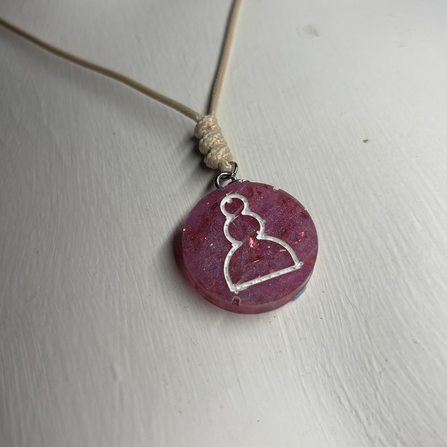 Cream Pink Pawn - Handmade Resin Chess Necklace