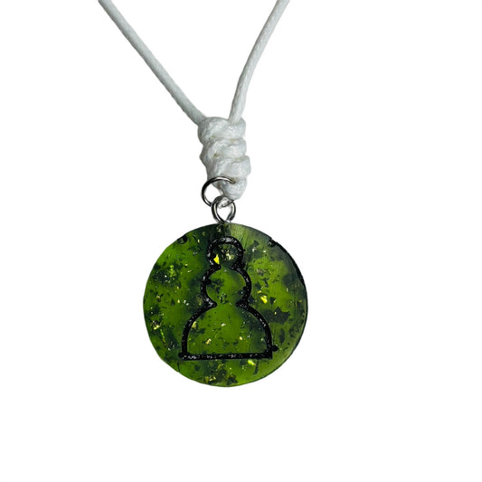 Sparkle Green Pawn - Handmade Resin Chess Necklace