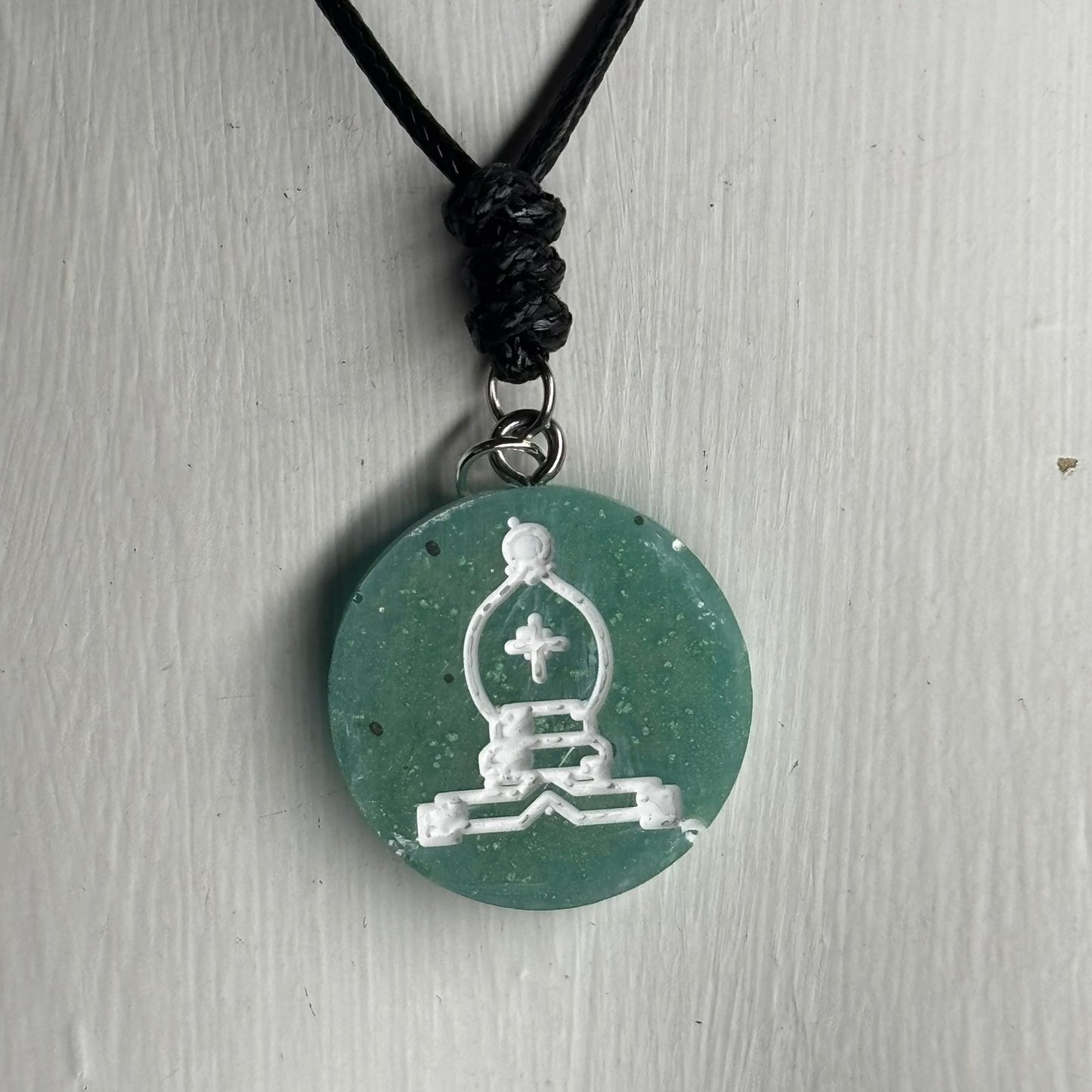 Mint Green bishop - Handmade Resin Chess Necklace