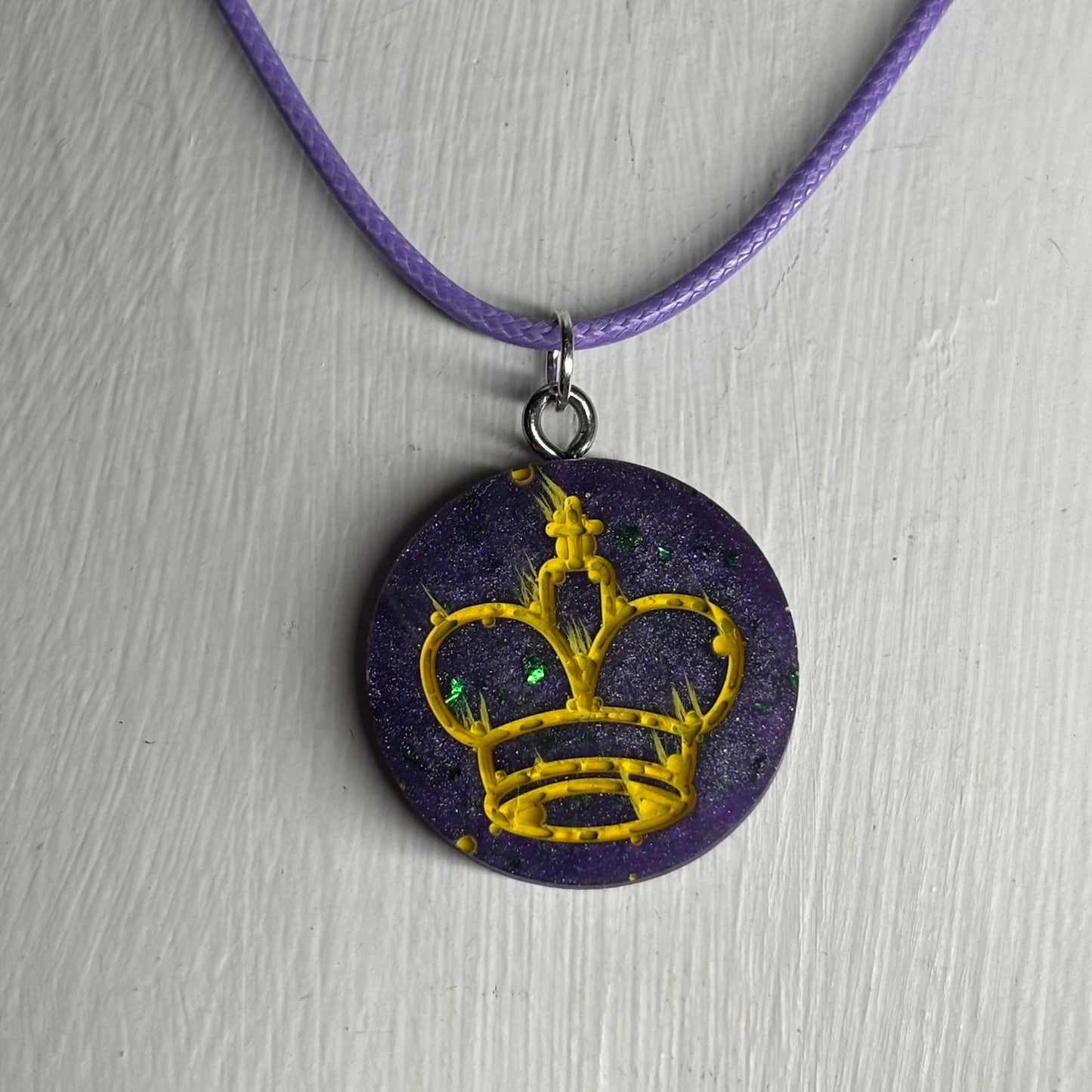 Purple Crystal King - Handmade Resin Chess Necklace