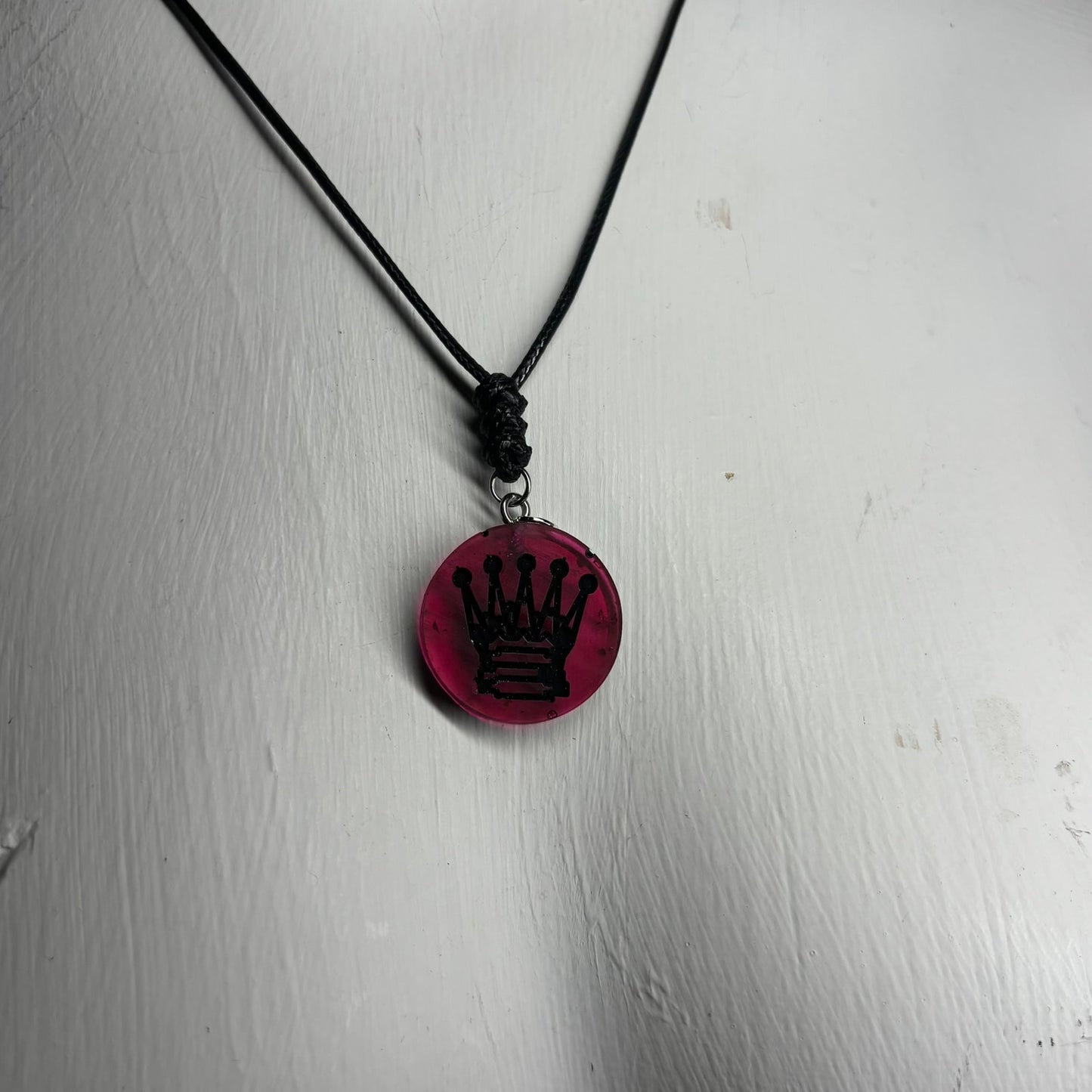 Dark Red Queen - Handmade Resin Chess Necklace