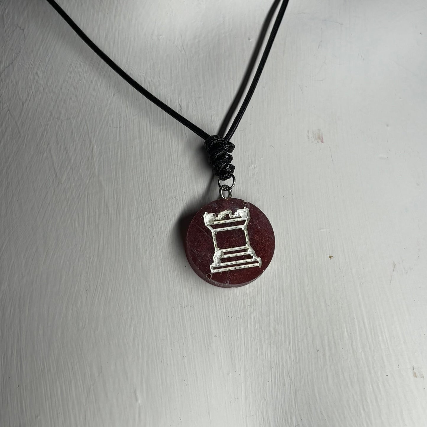 Bronze Rook - Handmade Resin Chess Necklace
