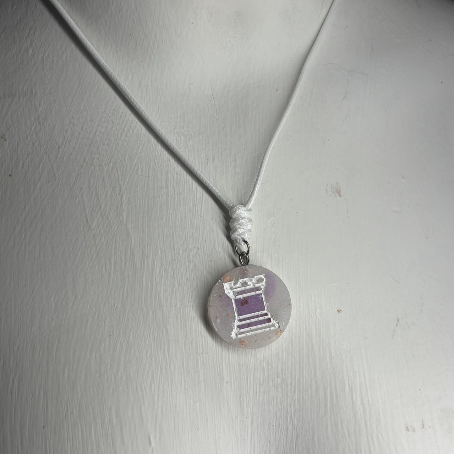 Crystal Rook - Handmade Resin Chess Necklace