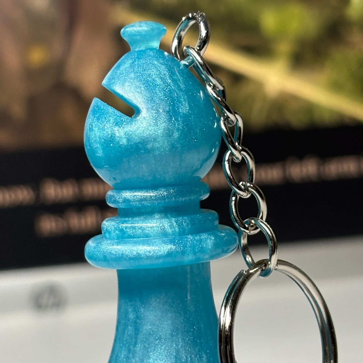 Blue Ice Bishop - Handmade Resin Keychain - Large Edition