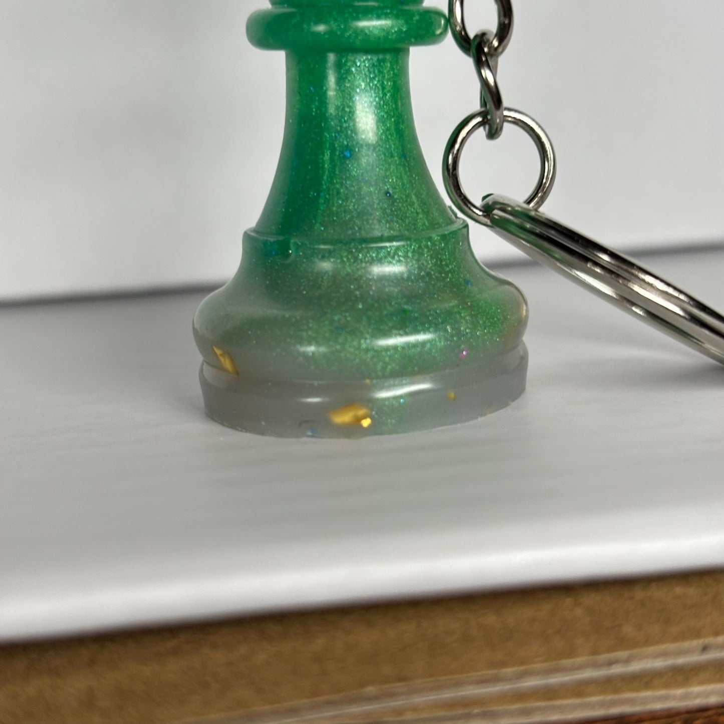 Emerald Green Bishop Handmade Resin Keychain - One of a Kind Design