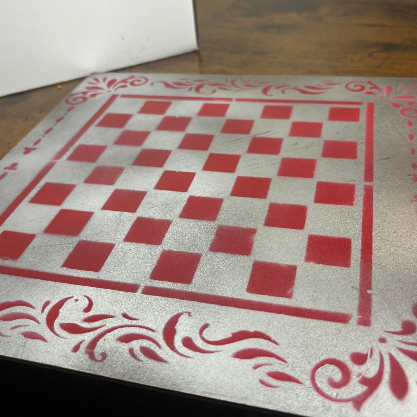 Chrome Red - Painted Chess Board