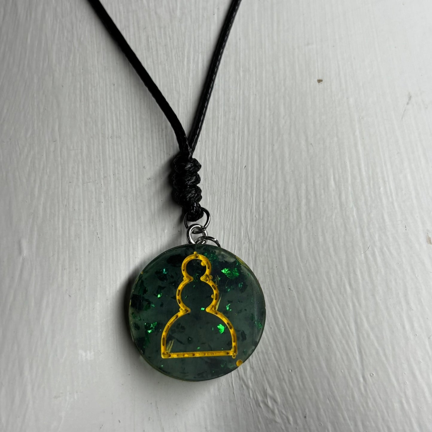 Crystal Green Pawn - Handmade Resin Chess Necklace