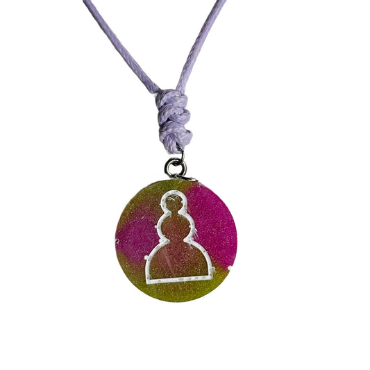Pink Mesh Pawn - Handmade Resin Chess Necklace