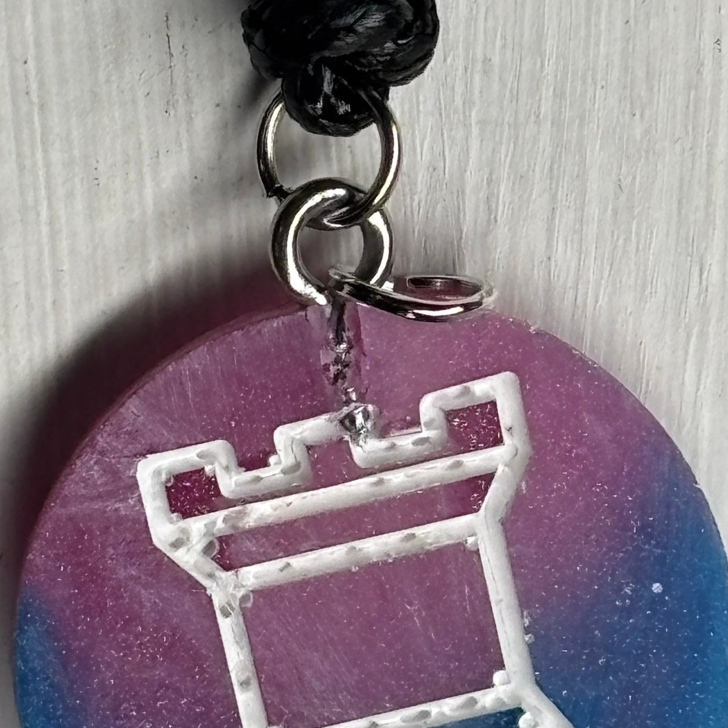 Blue & Pink Mixed Rook - Handmade Resin Chess Necklace