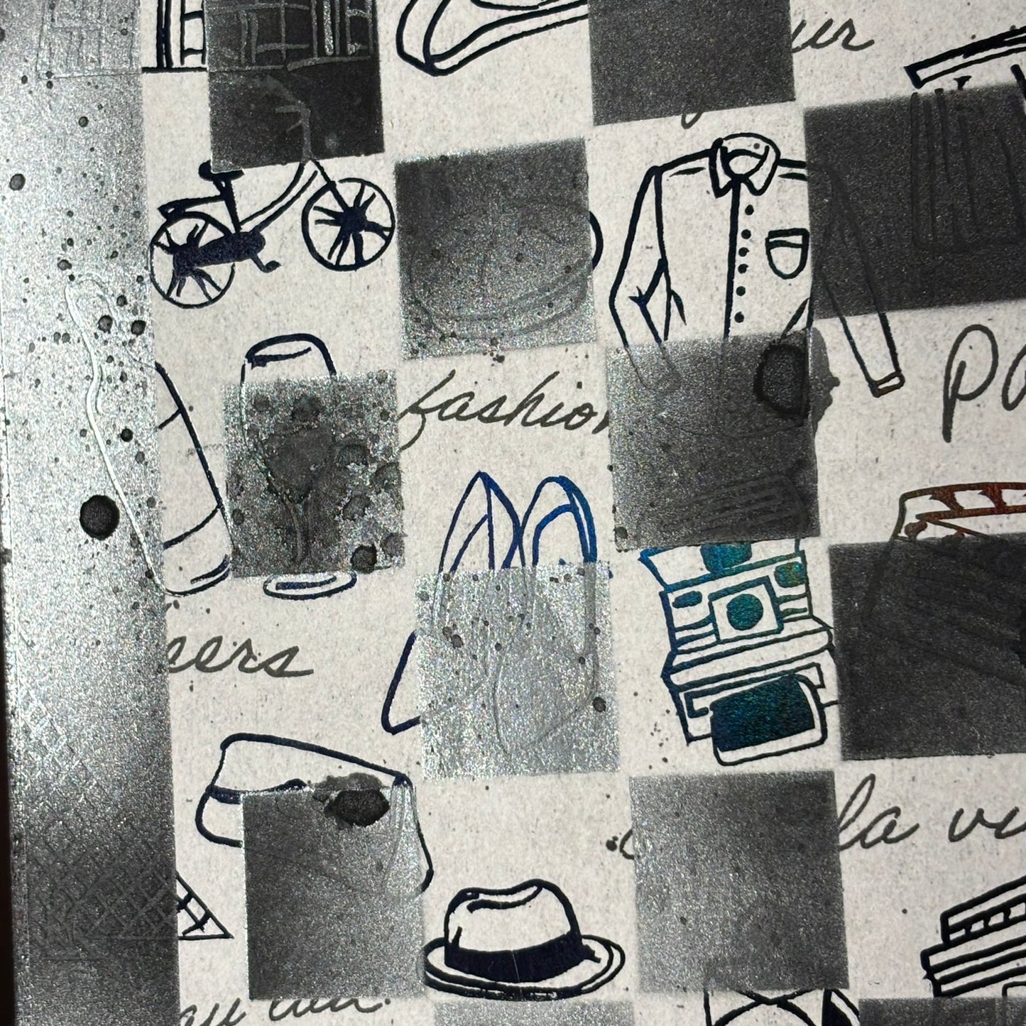 Black & Whites Random Items - Scrapbook Chess Board